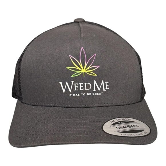 Weed Me Hat Cap Snap Back Black Gray Trucker Mesh Cannabis Advertising Mens - Picture 1 of 8